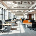 Moderne Büroplanung mit flexiblen Arbeitsplätzen
