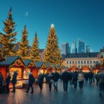 Weihnachtsmarkt in Frankfurt mit festlicher Beleuchtung
