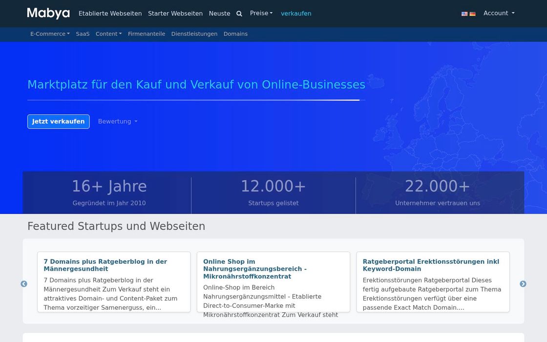 Screenshot of Mabya.de